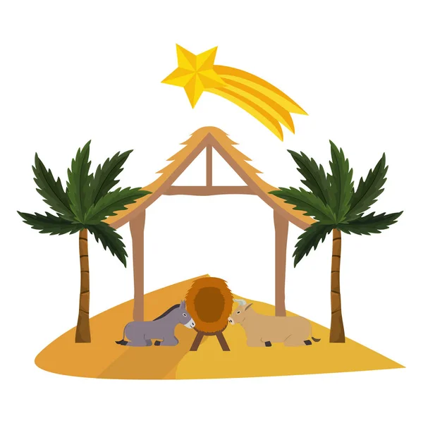 クリスマスのキリスト降誕のシーンの漫画 — ストックベクタ