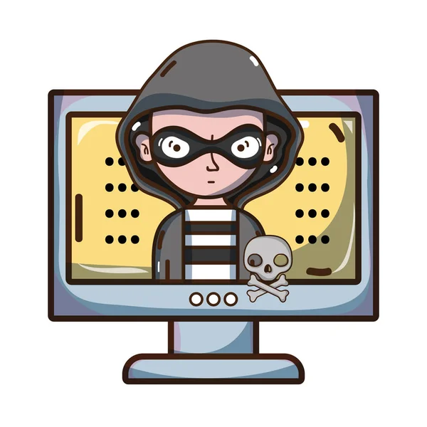 Cybersecurity threat cartoon — Stock Vector