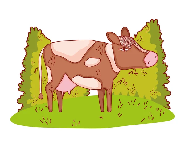 Cow in nature cartoon — Stock Vector