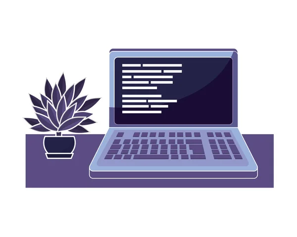 컴퓨터 코드 프로그래밍 기술 식물 — 스톡 벡터