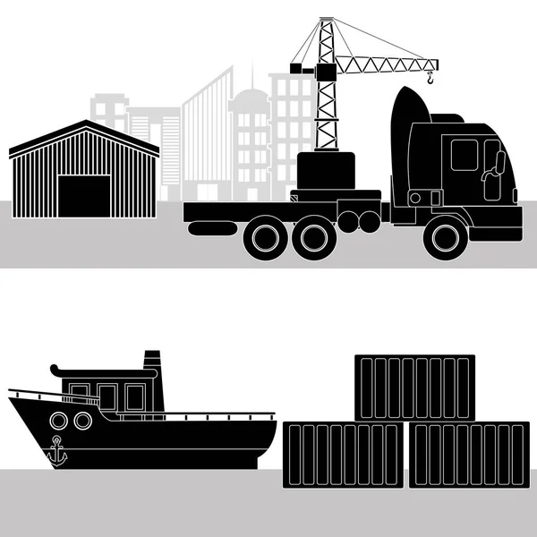 Maritieme scheepvaart en logistiek — Stockvector
