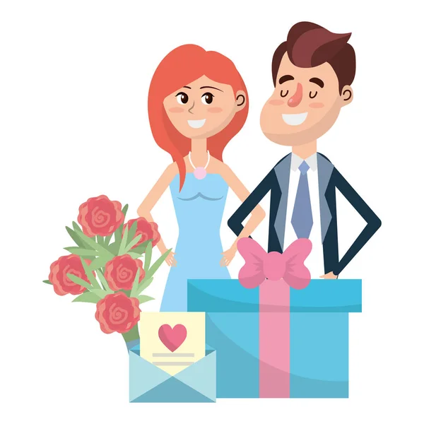 Wedding portrait cartoon — Stock Vector