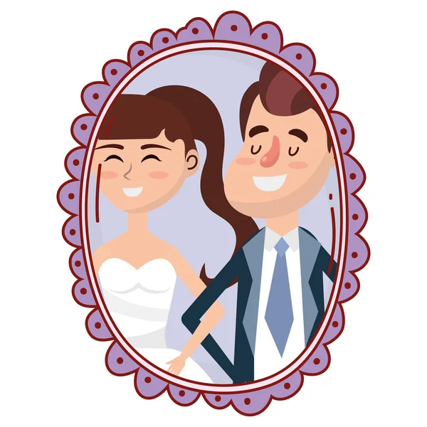 Mariage portrait dessin animé — Image vectorielle