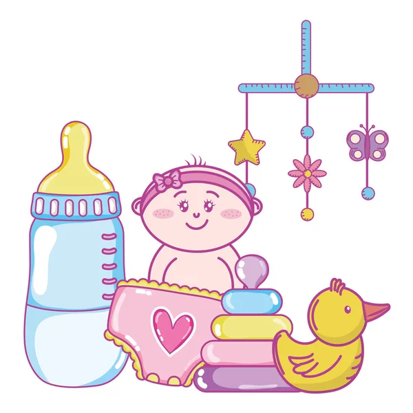 Bebé ducha dibujos animados — Vector de stock