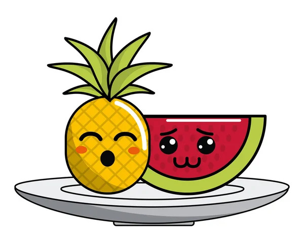 Diseño aislado de frutas kawaii — Vector de stock