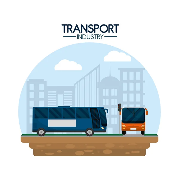 Industria del transporte por autobús — Vector de stock