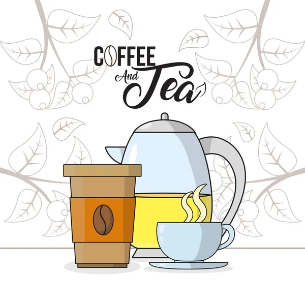 Concepto de café y té — Vector de stock