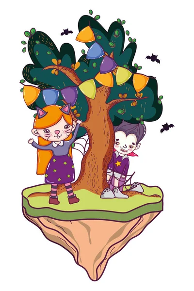 Halloween niños dibujos animados — Vector de stock