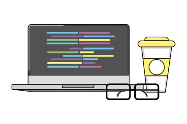 Teknoloji laptop çizgi film