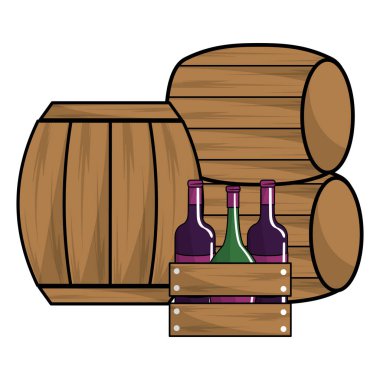 Şarap şişeleri ve varil tasarım