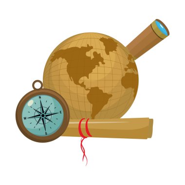 Daire global harita pusula ile ve monoküler