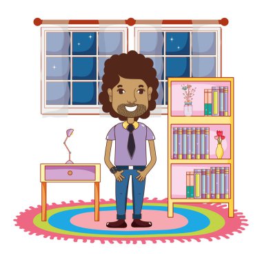 Genç adam vücut çizgi film