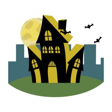 yarasalar ve dolunay cityscape korku Kalesi