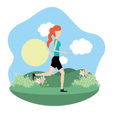 genç kadın egzersiz çizgi film