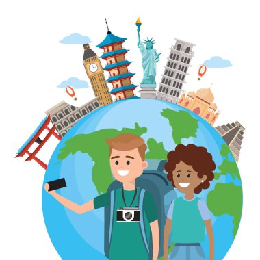 Turist çift çizgi film