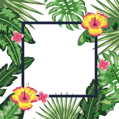 tropikal çiçekli çerçeve