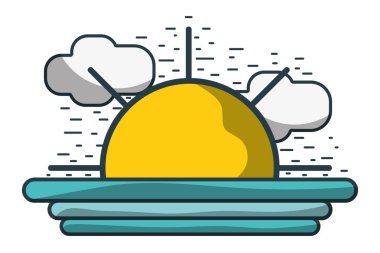 Güneş deniz ile bulutlar üzerinde