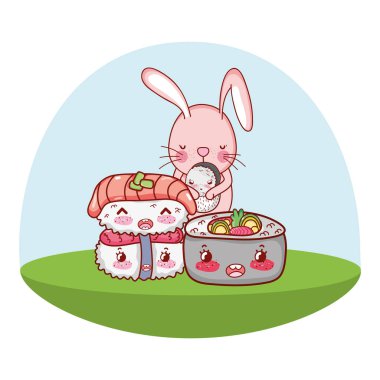 Bunny ve gıda kawaii