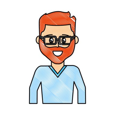 gözlük takan sakallı rendelenmiş mutlu adam