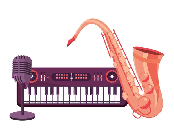 Saxophone et microphone — Image vectorielle