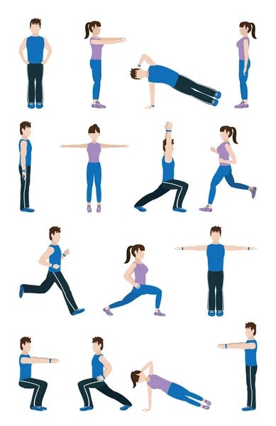 People stretching body — Stock Vector