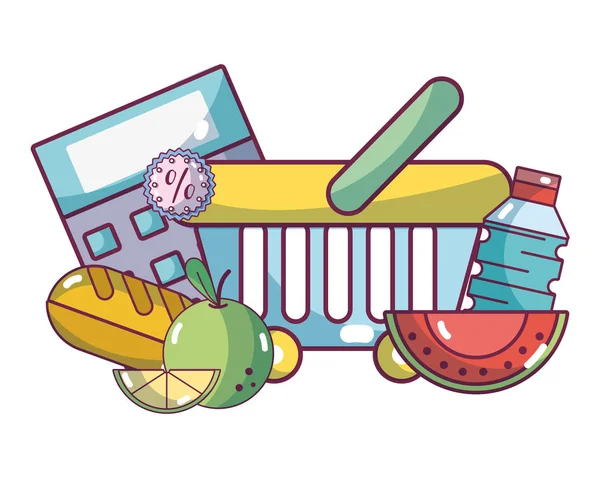 Dibujos animados de productos de supermercado — Vector de stock