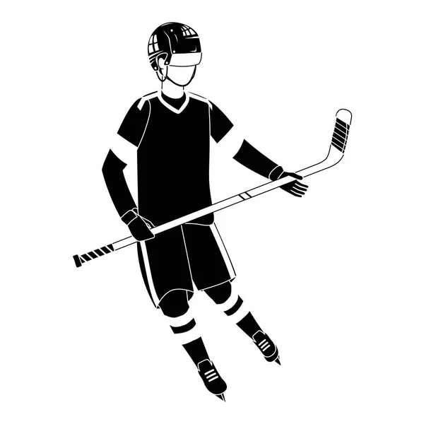 Hráče hokejové vybavení a zařízení v černé a bílé — Stockový vektor