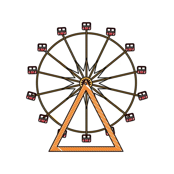 Doodle Riesenrad mechanischen Karneval Spiel — Stockvektor