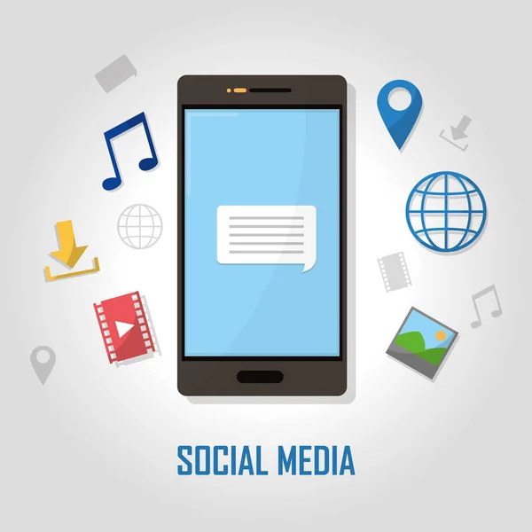 Smartphone och sociala medier — Stock vektor
