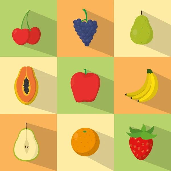 Набір фруктових мультфільмів — стоковий вектор