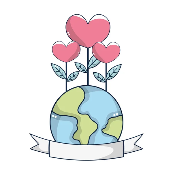 Mundo con flores — Vector de stock