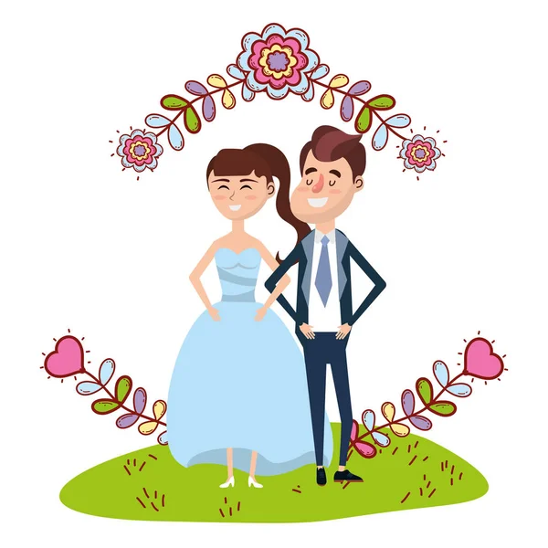 Bruiloft portret cartoon — Stockvector