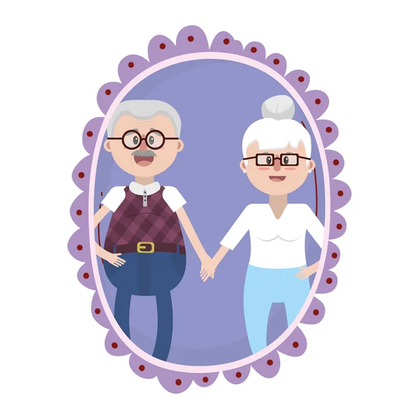 Anciano pareja retrato dibujos animados — Vector de stock