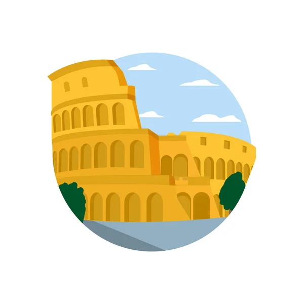 Medieval coliseo roma con bonitos árboles — Vector de stock