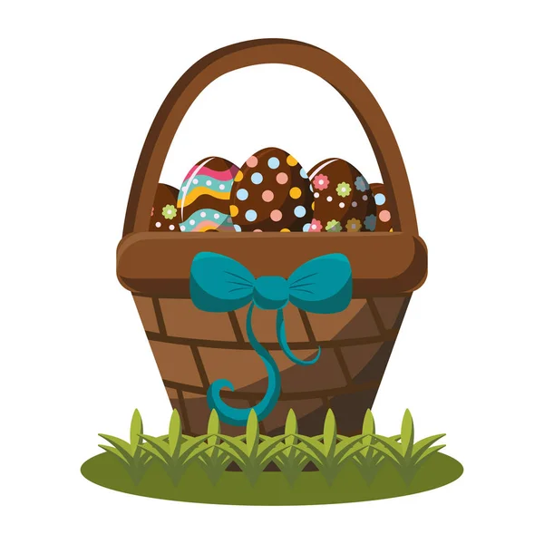 Conception de panier de Pâques heureux — Image vectorielle
