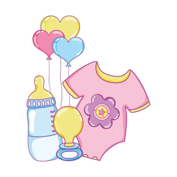 Carino baby doccia cartone animato — Vettoriale Stock