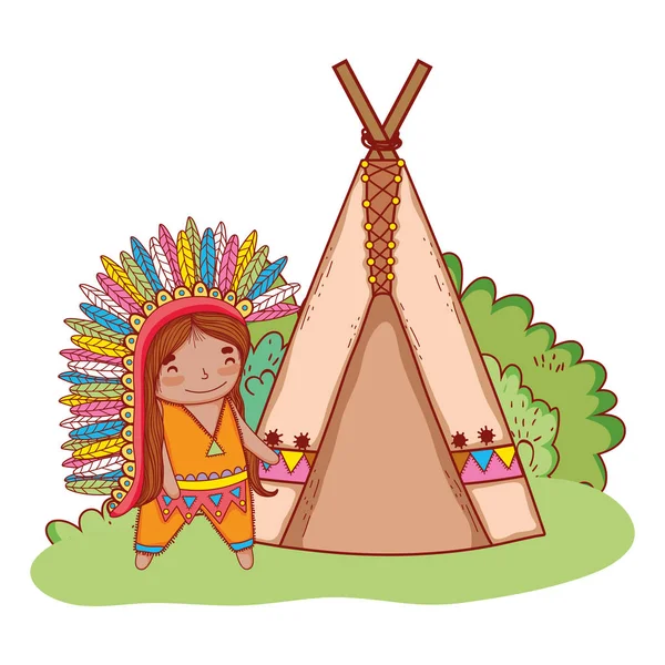 American indian girl kreskówki — Wektor stockowy