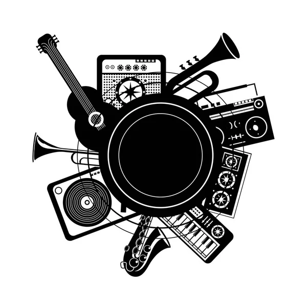 Collection d'instruments de musique — Image vectorielle