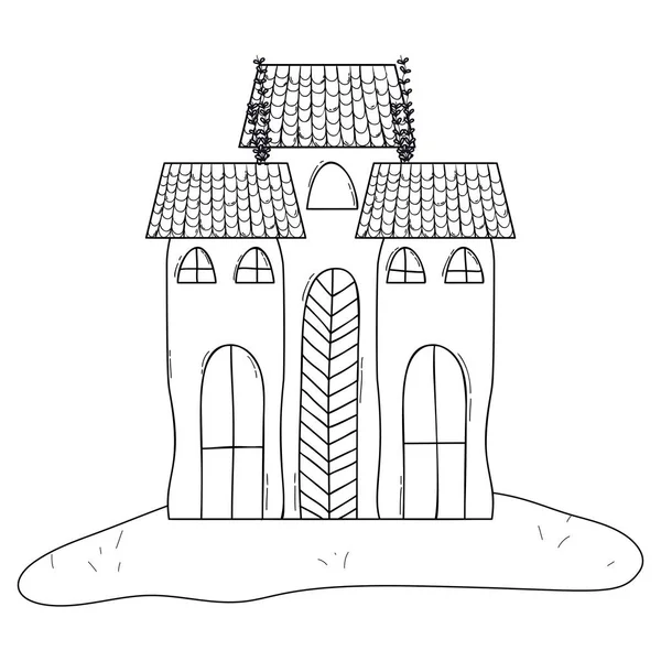 Contour horreur château bâtiment architecture style — Image vectorielle