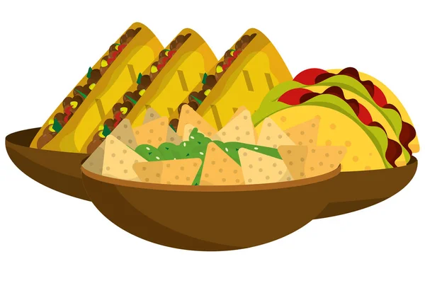 Kartun makanan Meksiko yang lezat - Stok Vektor