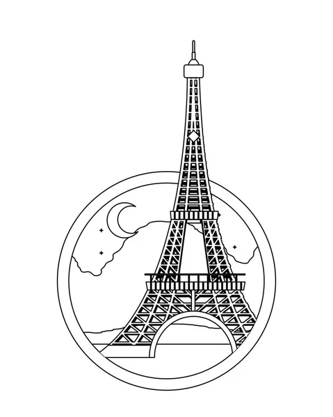 Eiffel sıra paris gece moon ile kule — Stok Vektör