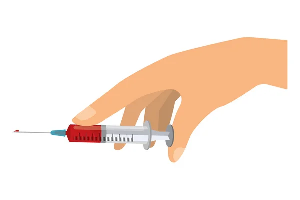 İzole kan enjeksiyonu ve el tasarım — Stok Vektör