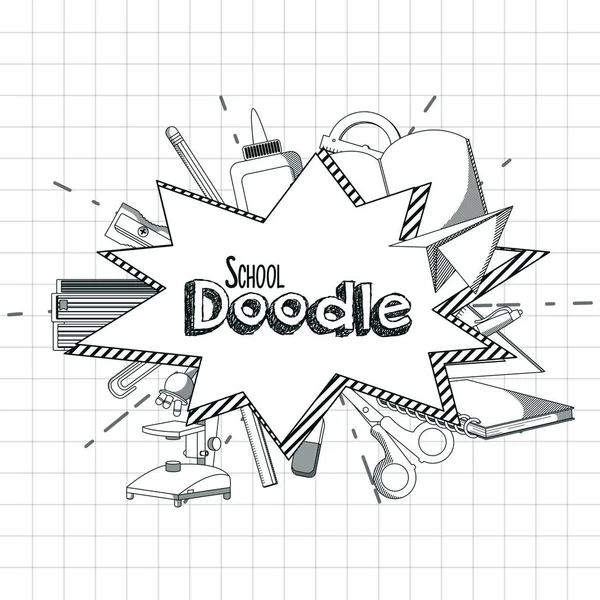 Školní potřeby doodle — Stockový vektor