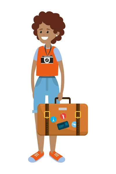 Backpacker turist kvinna — Stock vektor