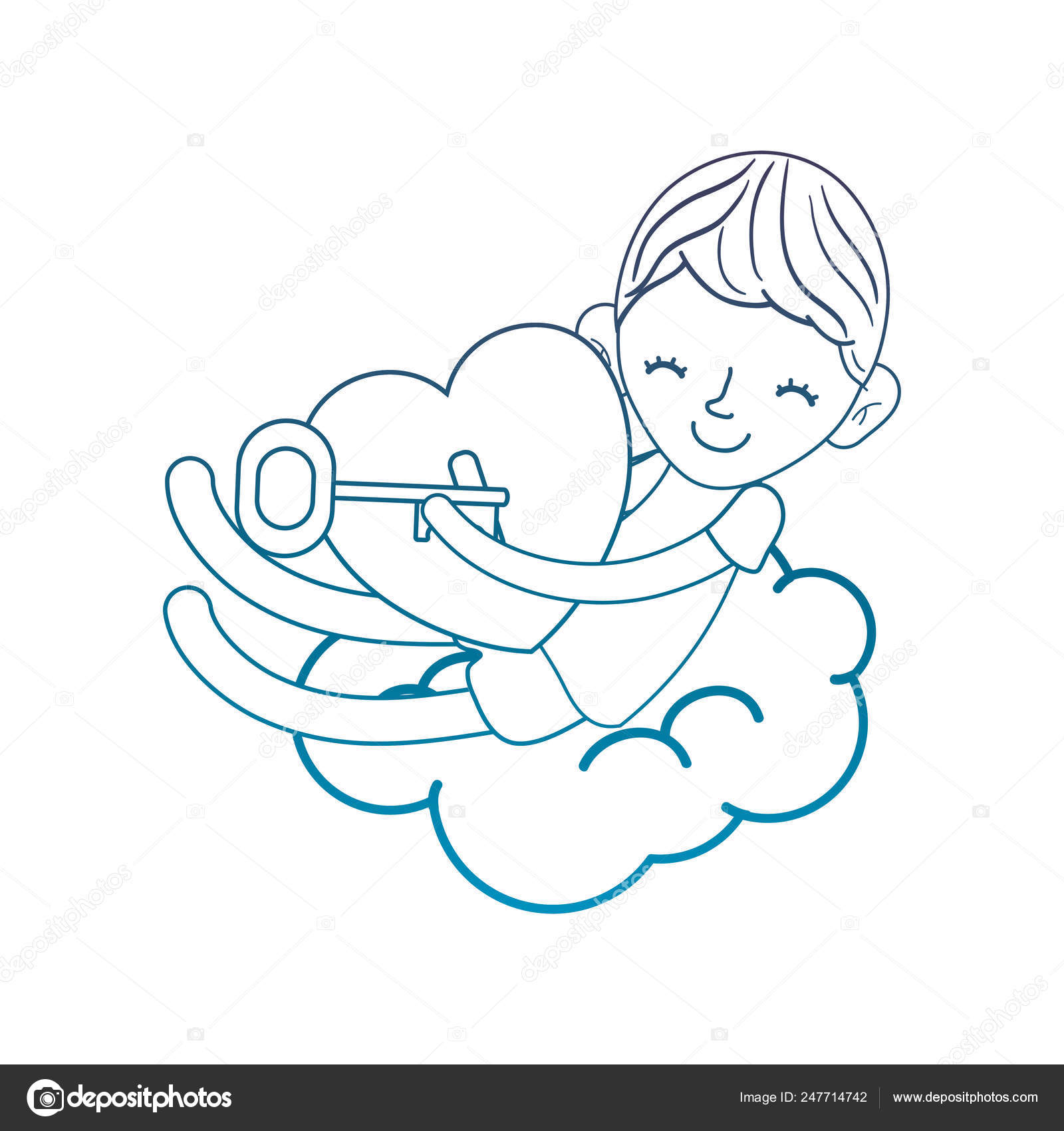 degraded outline sleeping boy with heart padlock and key stock vector c stockgiu 247714742 https depositphotos com 247714742 stock illustration degraded outline sleeping boy with html
