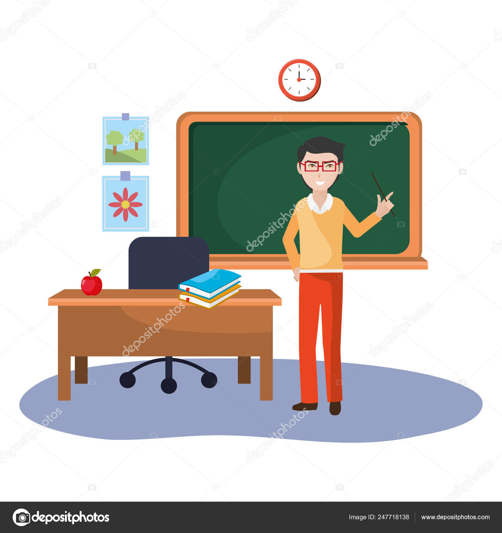 School Man Teacher Cartoon Stock Vector C Stockgiu 247718138