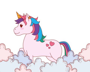 Tek boynuzlu at Bulutların arasında