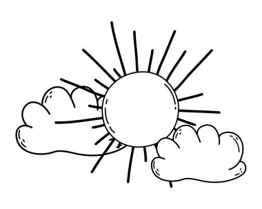 güneşin ve bulutların çizgi film