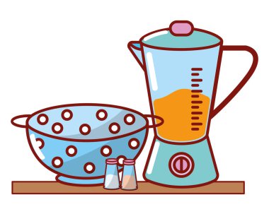 mutfak eşyası ve malzemeler çizgi film