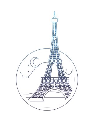 satırı bozulmuş Eyfel Kulesi paris gece moon ile